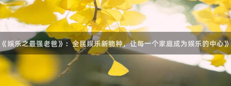 万事娱乐体育免费注册入口：《娱乐之最强老爸》：全民娱乐新物种，让每一个家庭成为娱